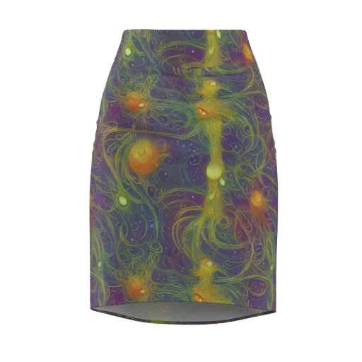 Bioluminal Garden on a Pencil Skirt