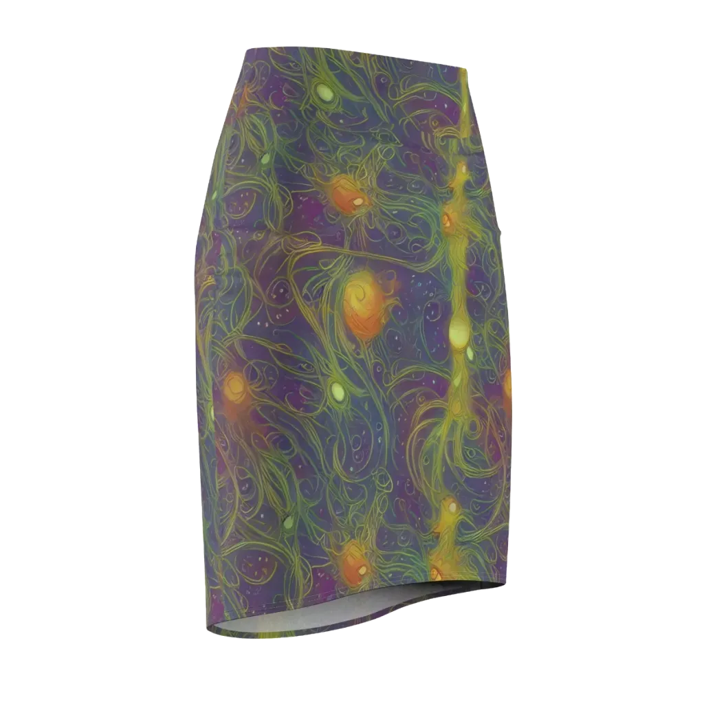 Bioluminal Garden on Pencil Skirt — Front Side