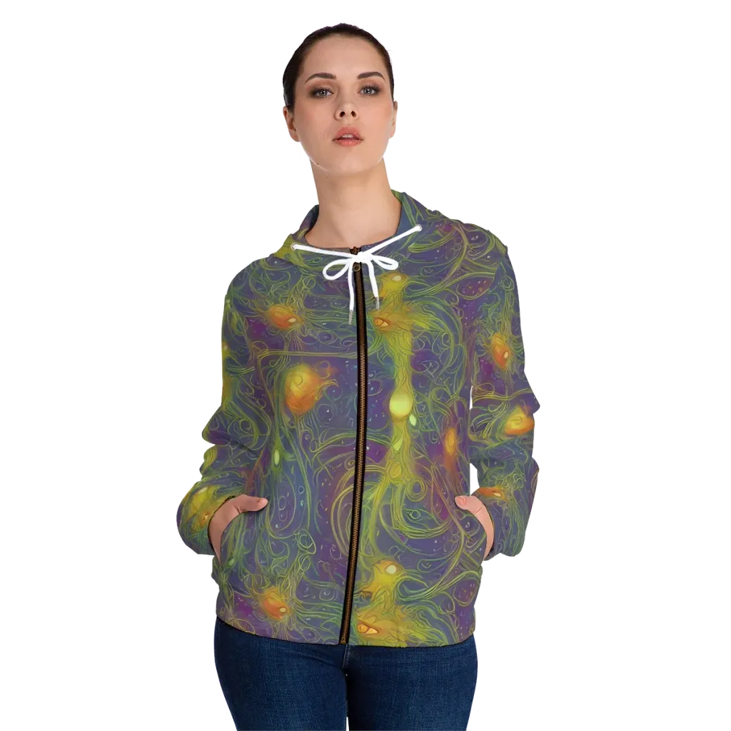 Bioluminal Garden on Women's Full-Zip Hoodie — Front On Person