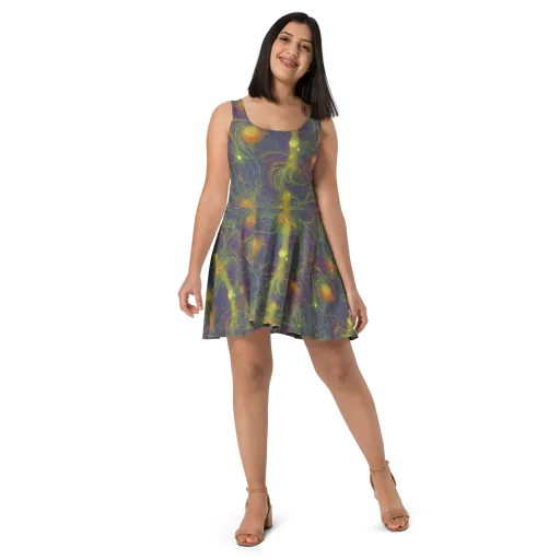 Bioluminal Garden on a Skater Dress