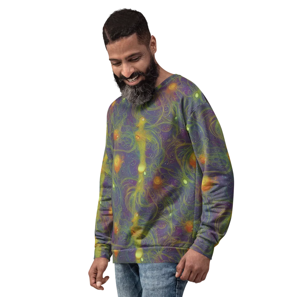 Bioluminal Garden on Sweatshirt — Left Front