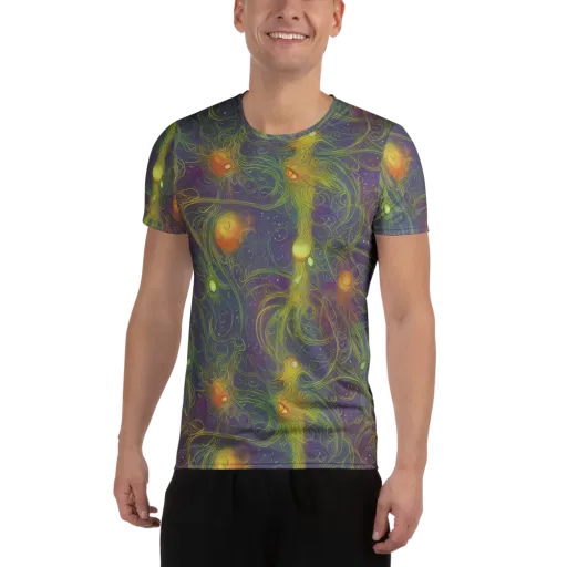 Bioluminal Garden on a Men's Athletic T-Shirt
