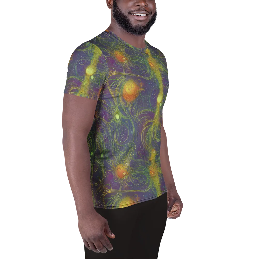 Bioluminal Garden on Men's Athletic T-Shirt — Right