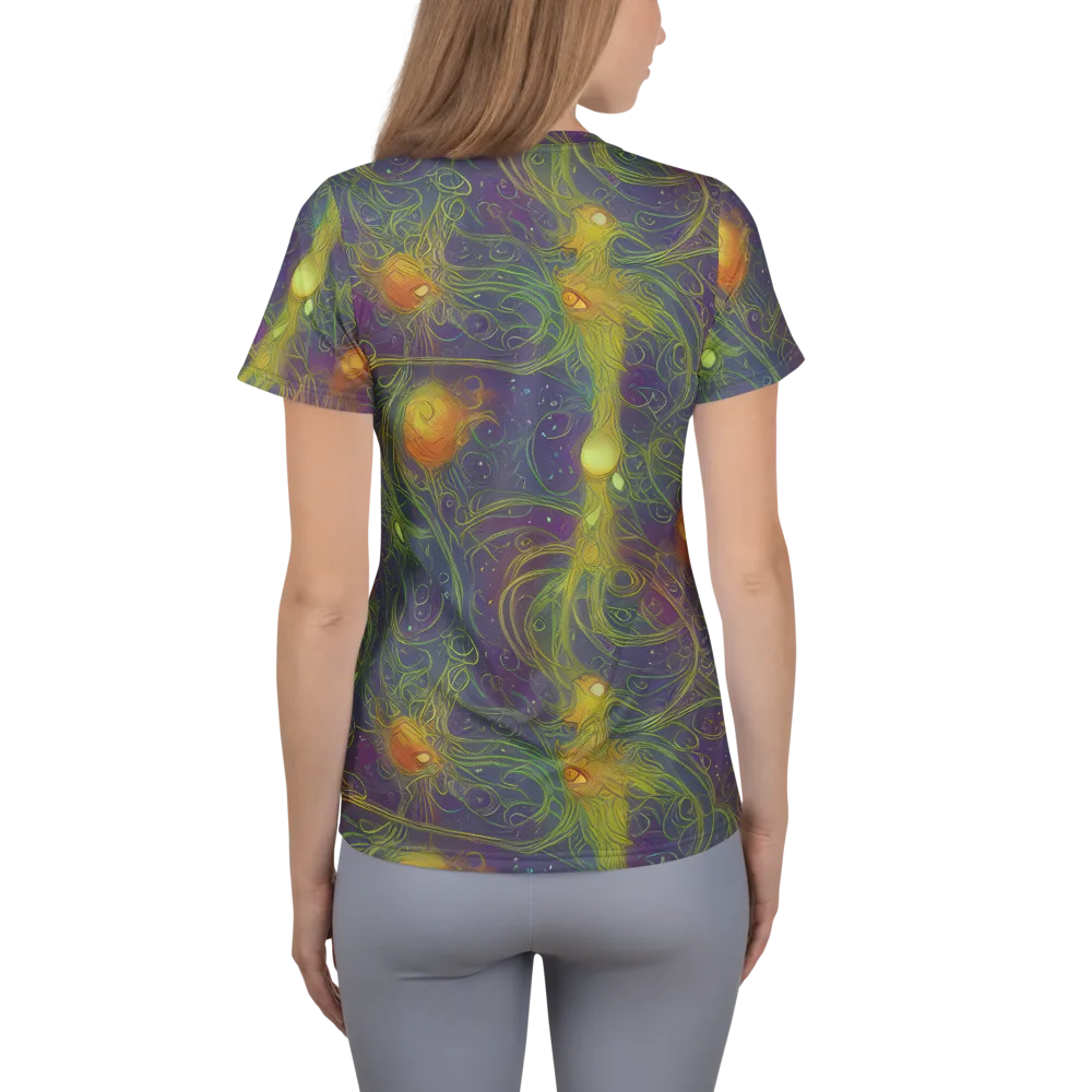 Bioluminal Garden on Women's Athletic T-Shirt — Back