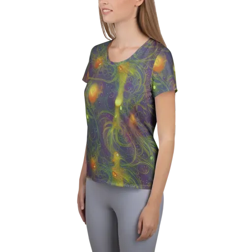 Bioluminal Garden on a Women's Athletic T-Shirt