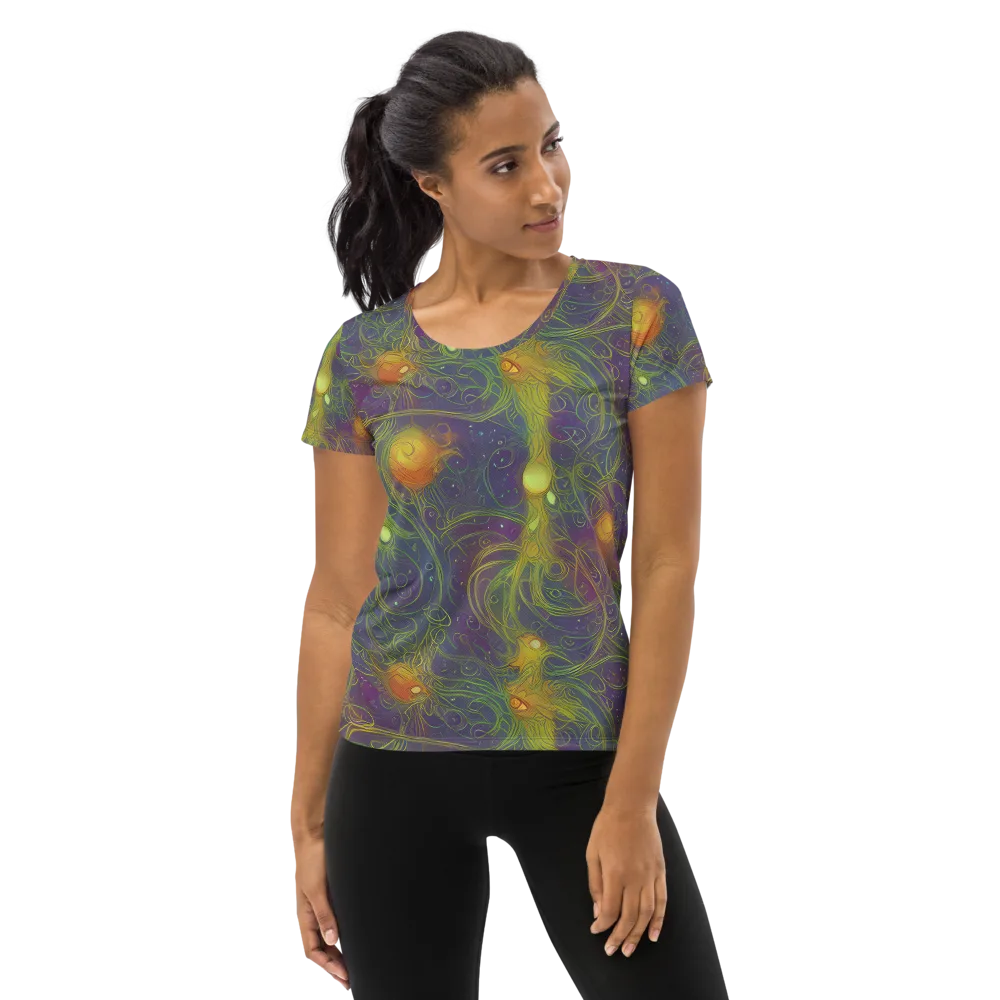 Bioluminal Garden on Women's Athletic T-Shirt — Front