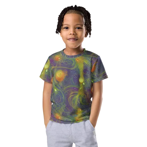 Bioluminal Garden on a Kids Crew Neck T-Shirt