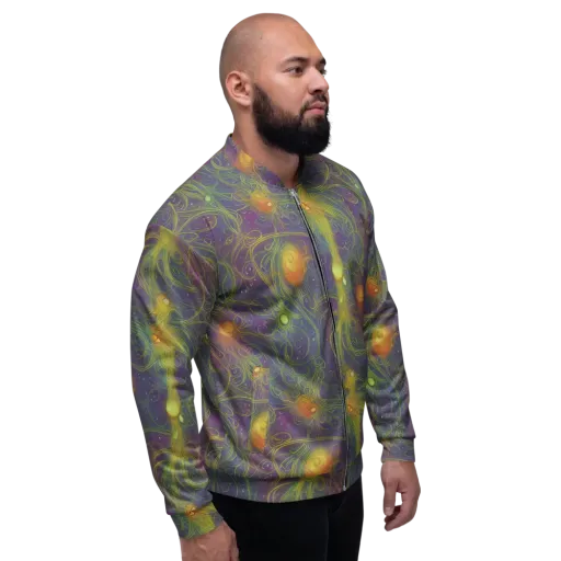 Bioluminal Garden on a Bomber Jacket