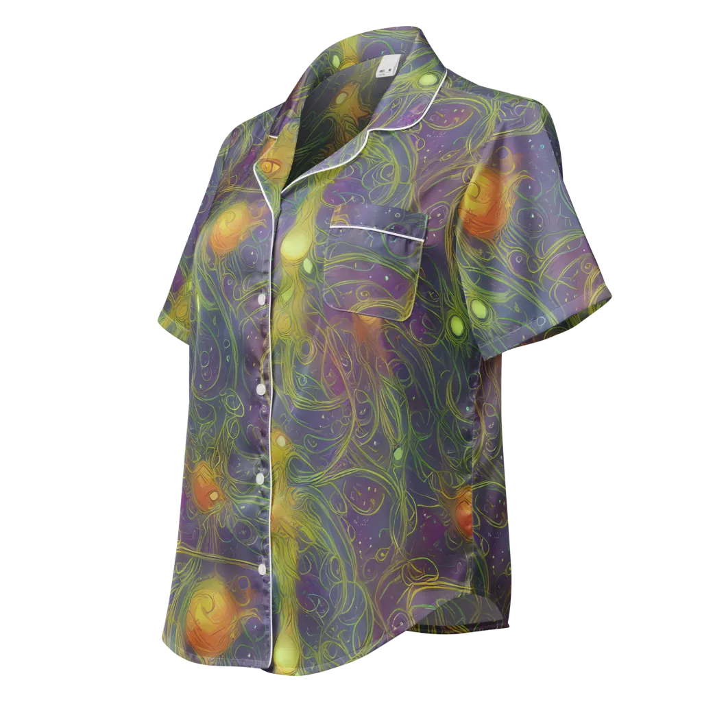 Bioluminal Garden on Women's Short Sleeve Pajama Top — Left Front
