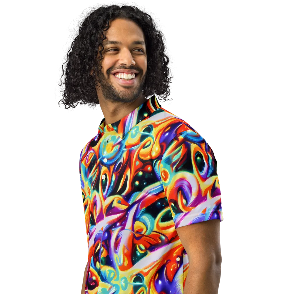 Fluid Voltage on Men's Slim Fit Polo Shirt — Left Front