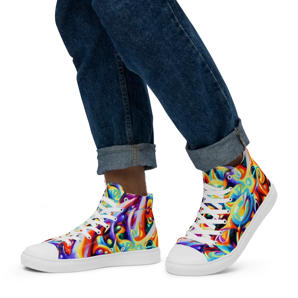 Fluid Voltage on Men's High Top Canvas Shoes — Left
