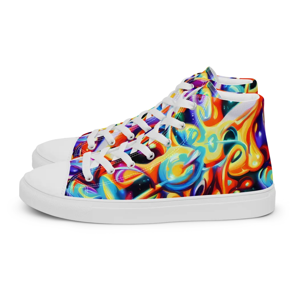 Fluid Voltage on Women's High Top Canvas Shoes — Left