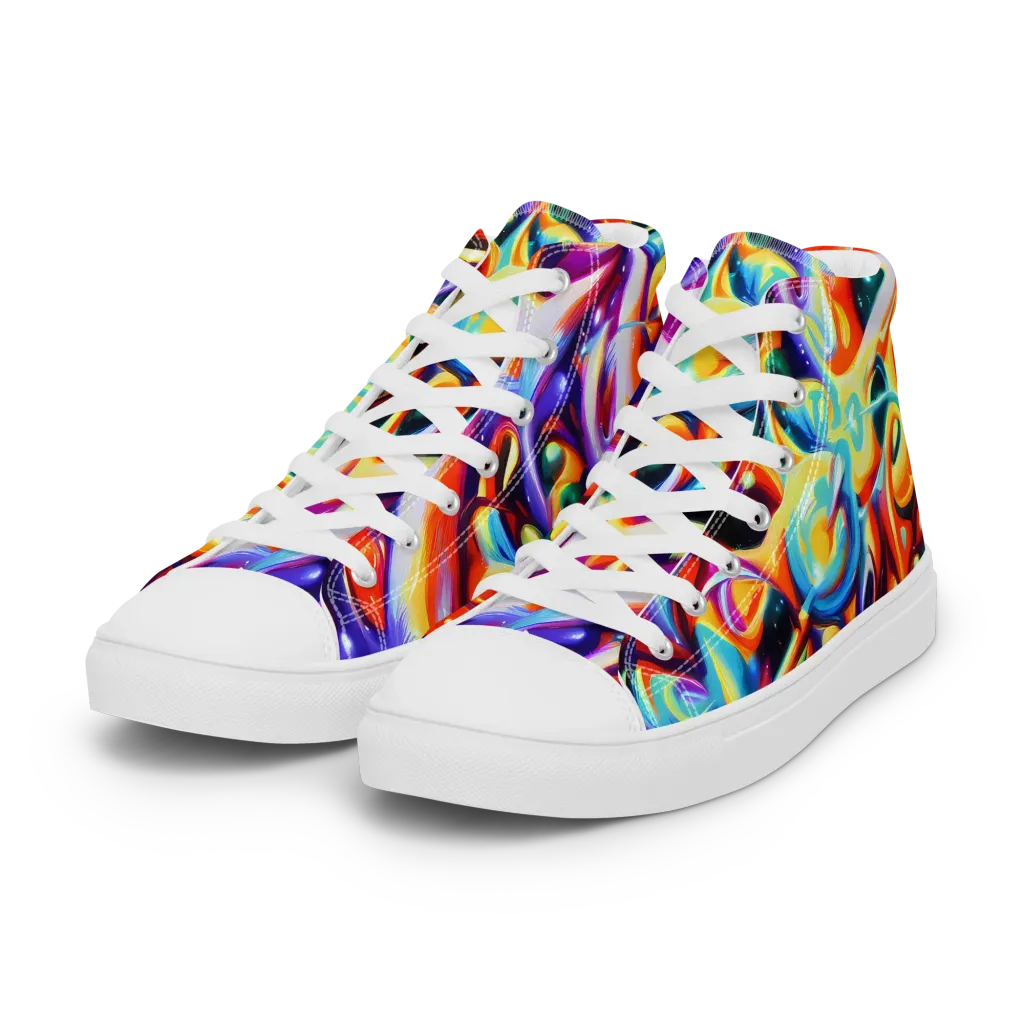 Fluid Voltage on Women's High Top Canvas Shoes — Left Front