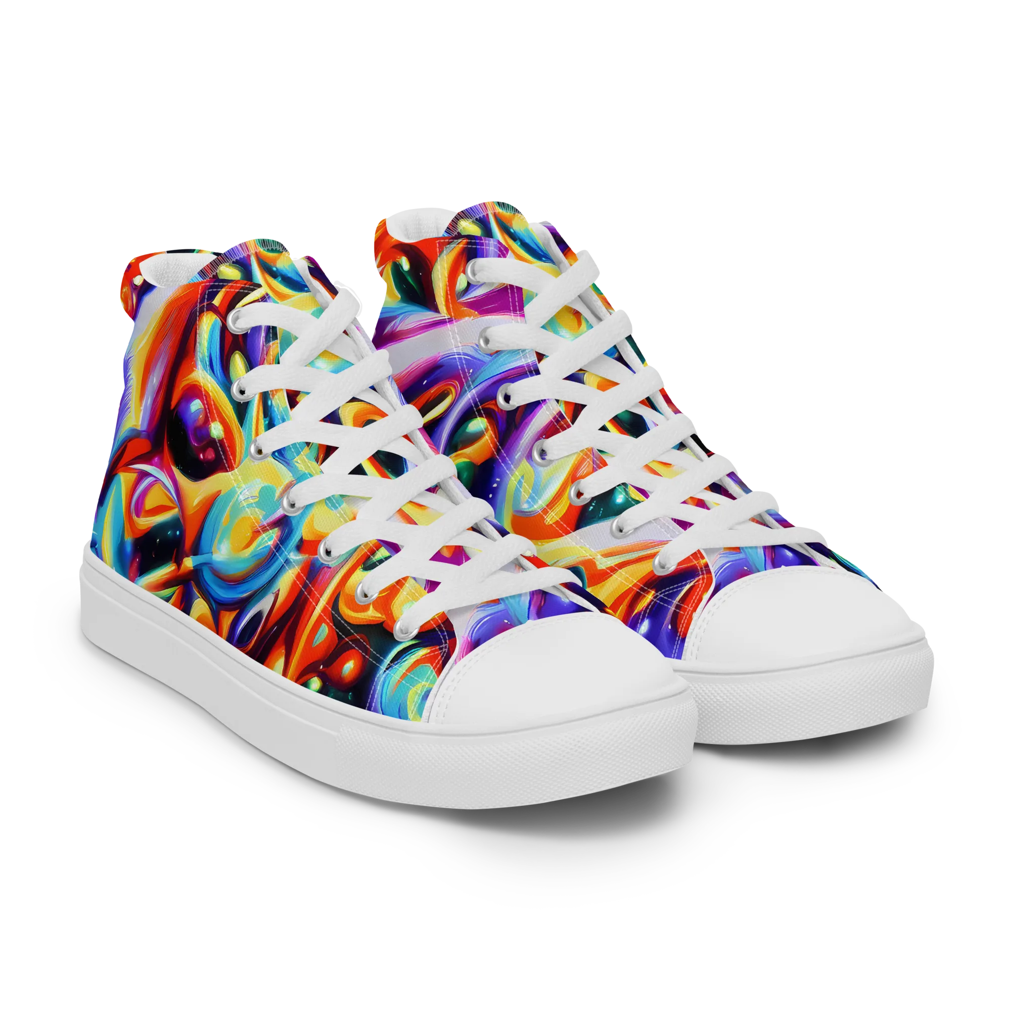Fluid Voltage on Women's High Top Canvas Shoes — Right Front