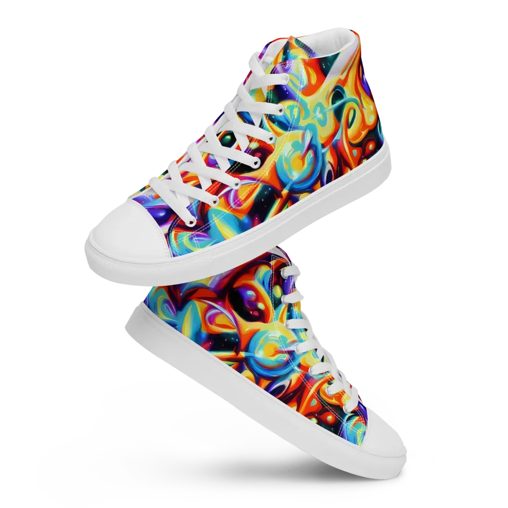 Fluid Voltage on Women's High Top Canvas Shoes — Front