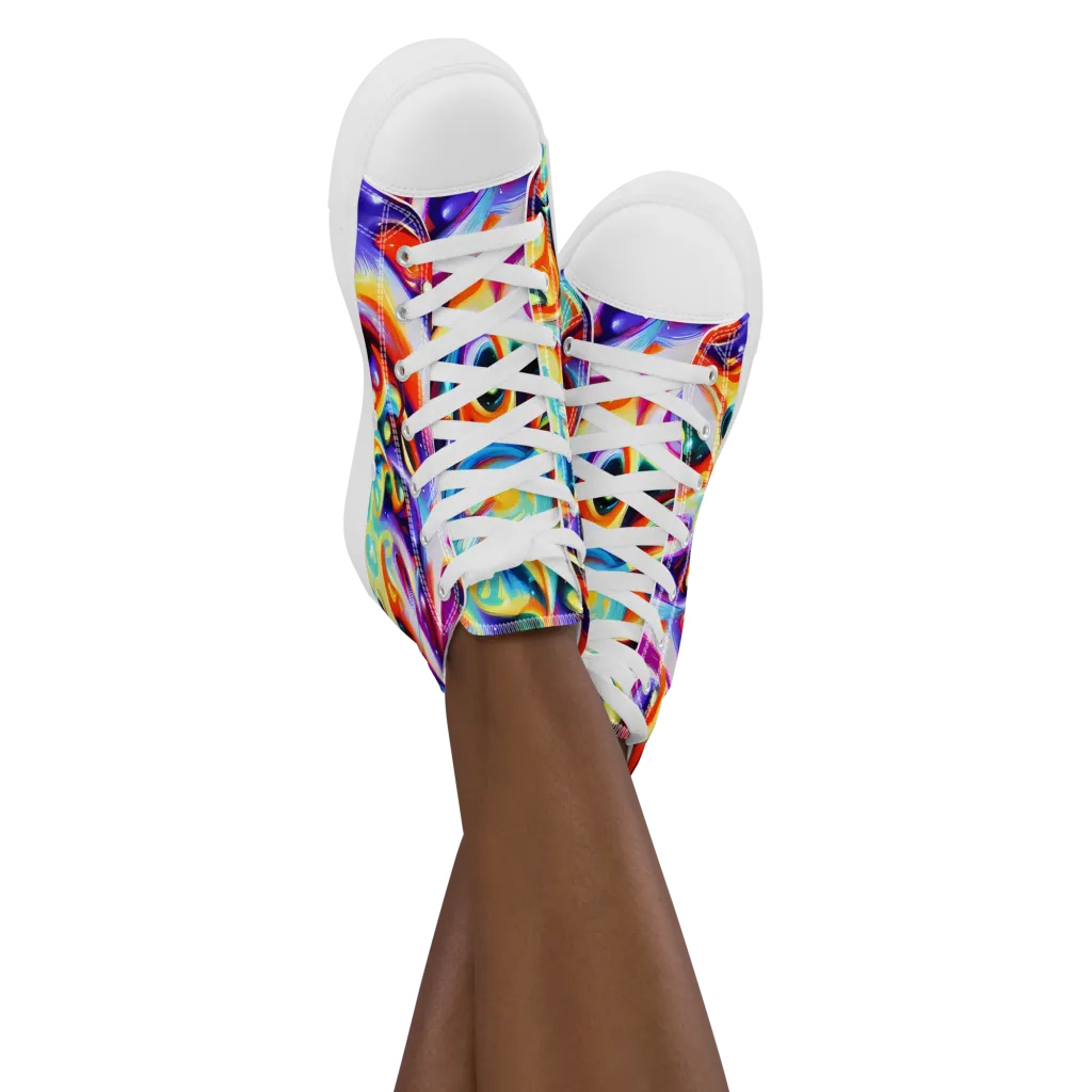 Fluid Voltage on Women's High Top Canvas Shoes — Front