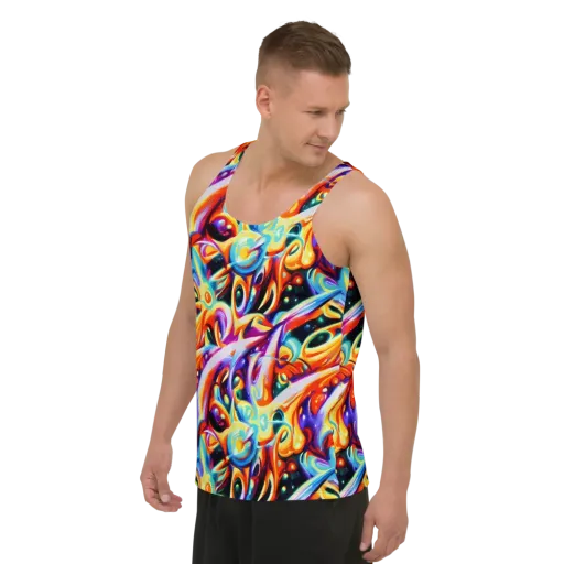 Fluid Voltage on a Men's Tank Top