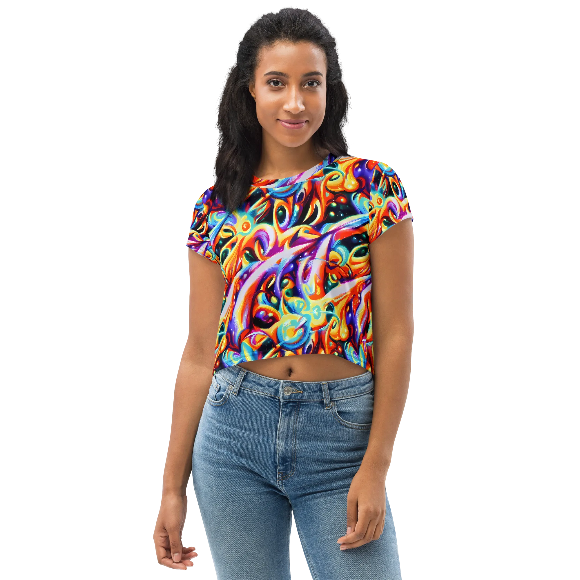 Fluid Voltage on Crop Tee — Front