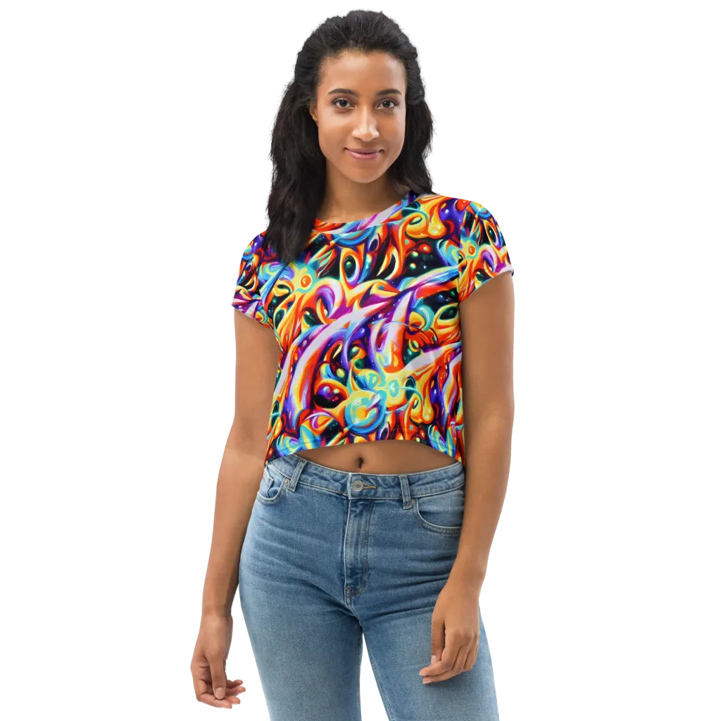 Fluid Voltage on Crop Tee — Front