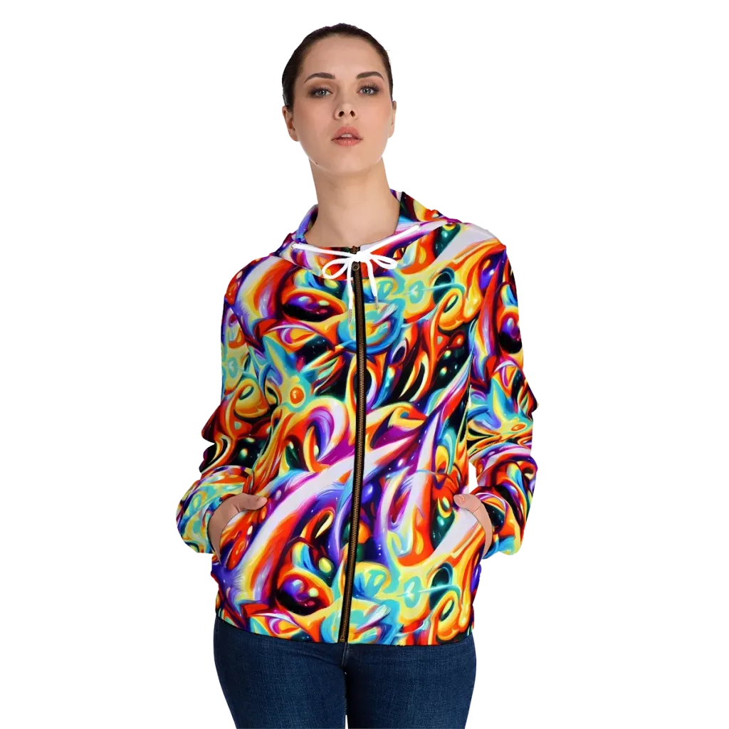 Fluid Voltage on Women's Full-Zip Hoodie — Front On Person