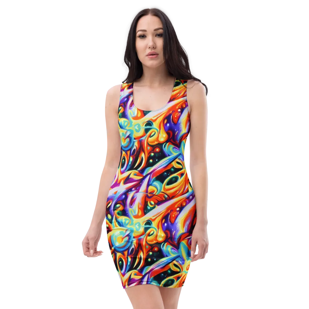 Fluid Voltage on Bodycon Dress — Front