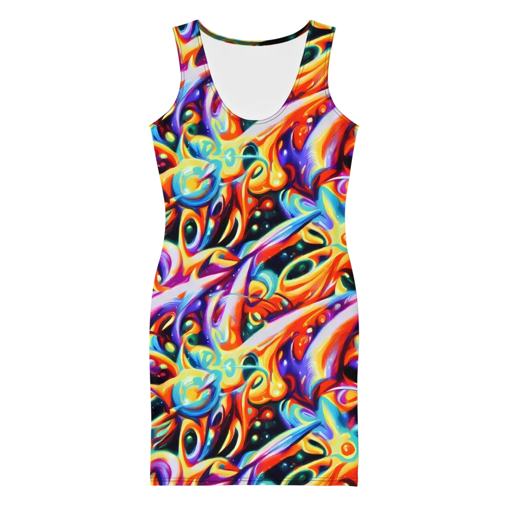 Fluid Voltage on Bodycon Dress — Front