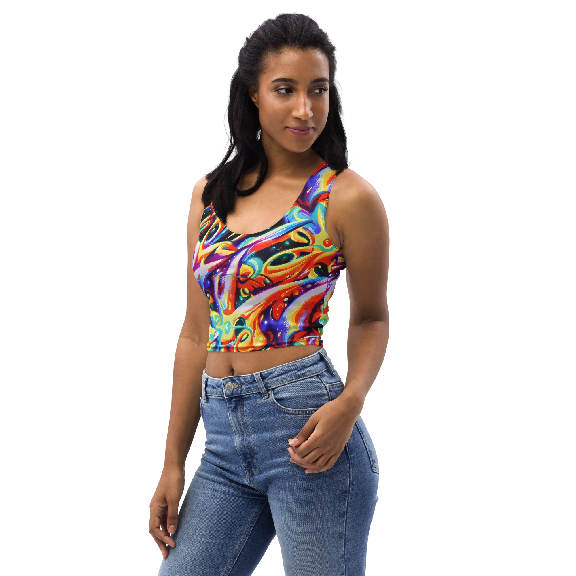 Fluid Voltage on Crop Top — Left Front