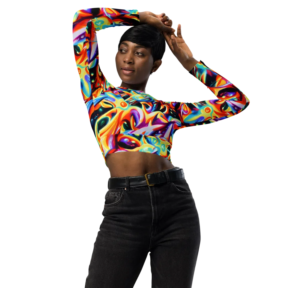 Fluid Voltage on Long Sleeve Crop Top — Front