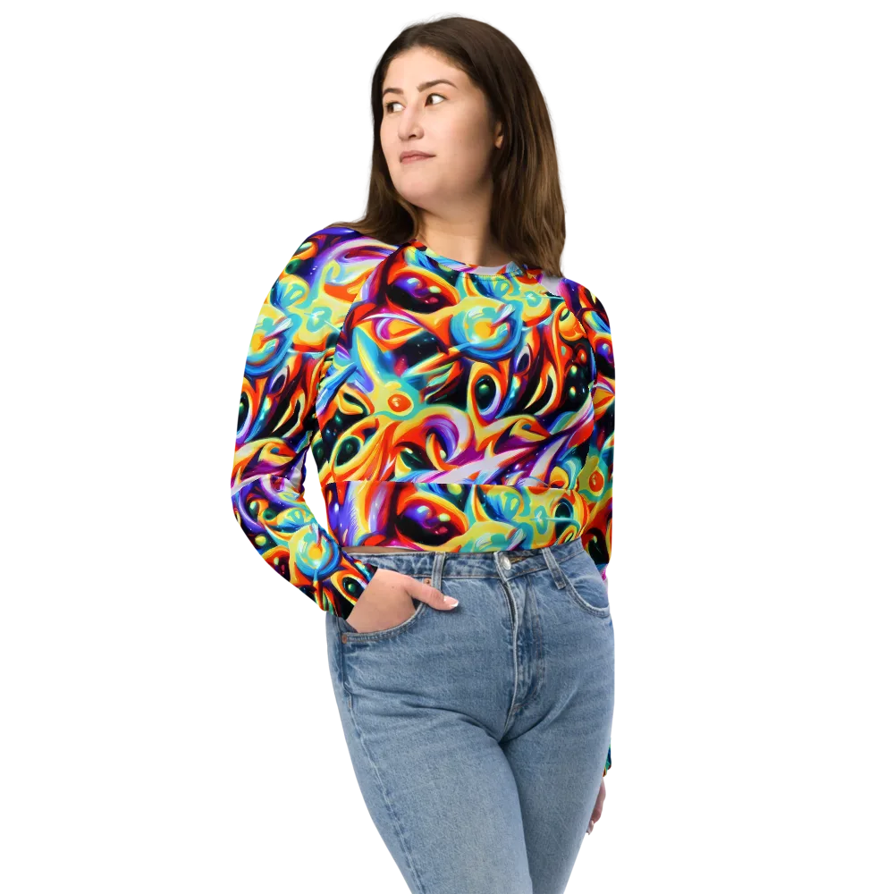 Fluid Voltage on Long Sleeve Crop Top — Front