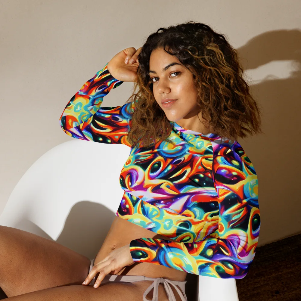 Fluid Voltage on Long Sleeve Crop Top — Left Front
