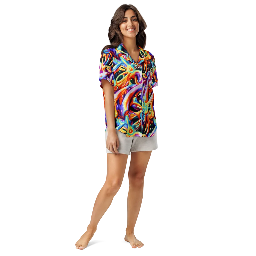 Fluid Voltage on Women's Short Sleeve Pajama Top — Front