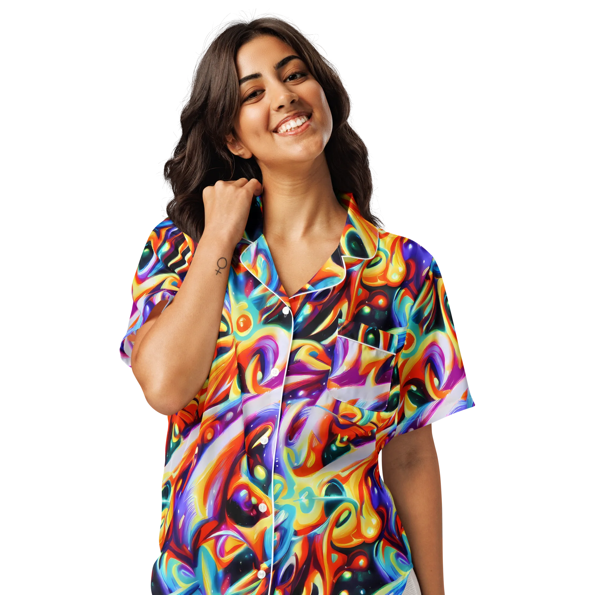 Fluid Voltage on Women's Short Sleeve Pajama Top — Front