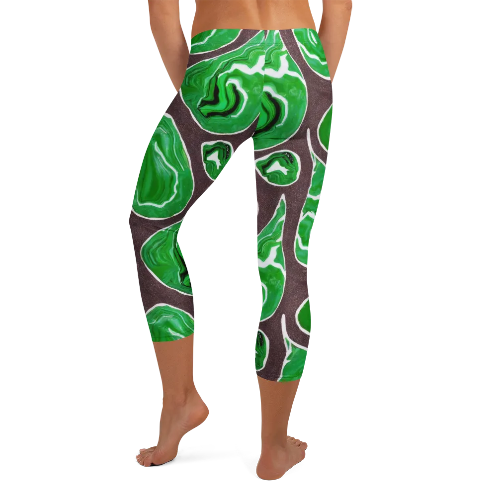 Emerald Marbling on Capri Leggings — Back