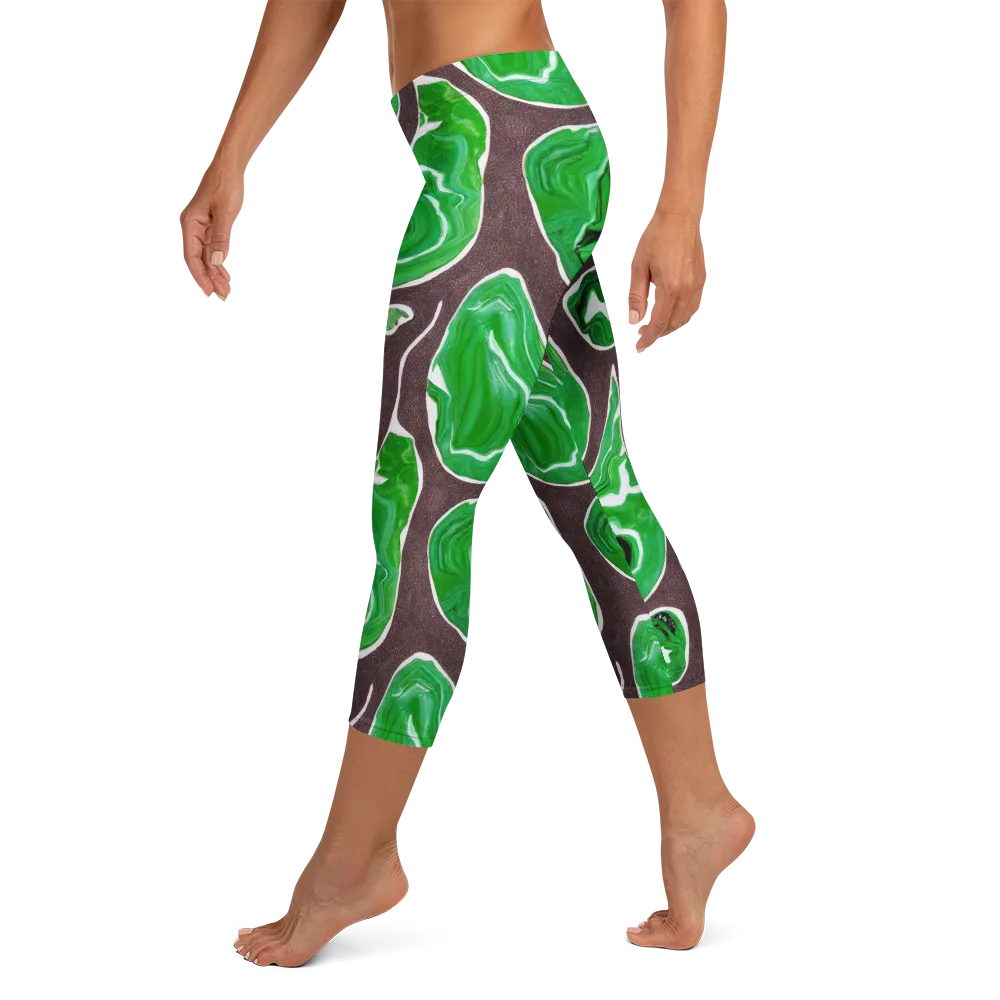 Emerald Marbling on Capri Leggings — Left