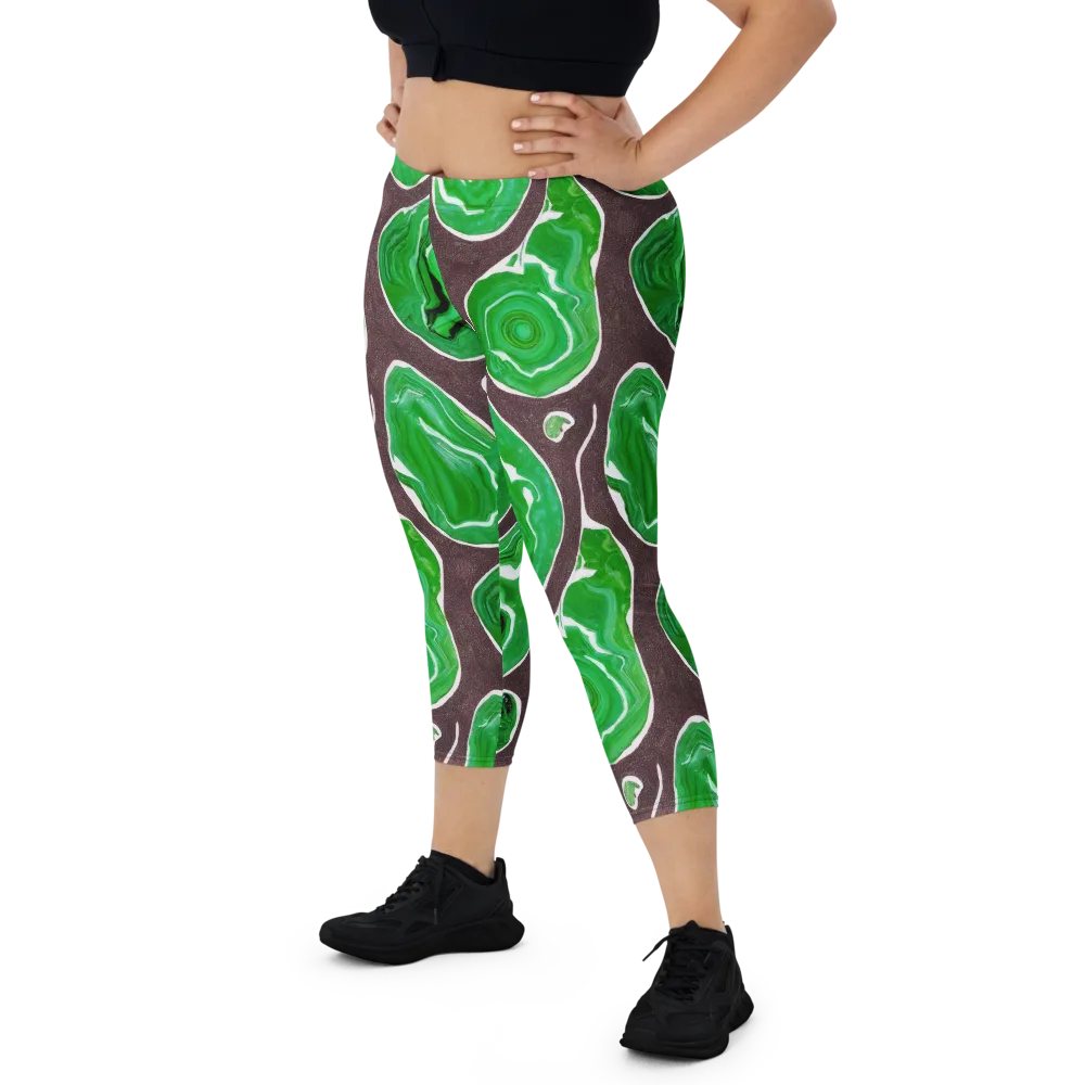Emerald Marbling on Capri Leggings — Front
