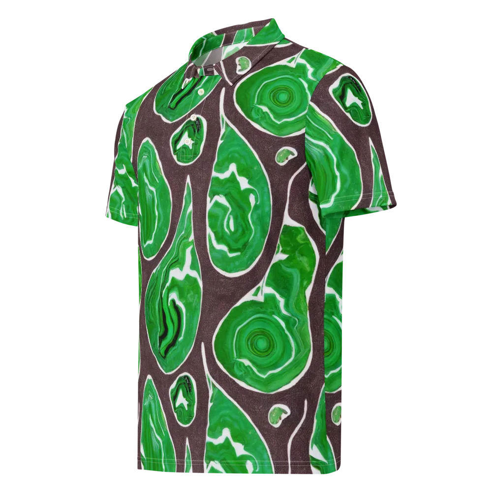Emerald Marbling on Men's Slim Fit Polo Shirt — Left Front