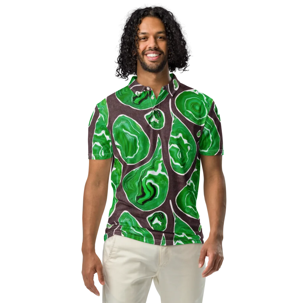Emerald Marbling on Men's Slim Fit Polo Shirt — Front