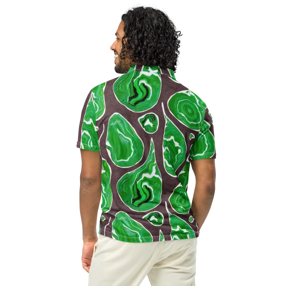 Emerald Marbling on Men's Slim Fit Polo Shirt — Back