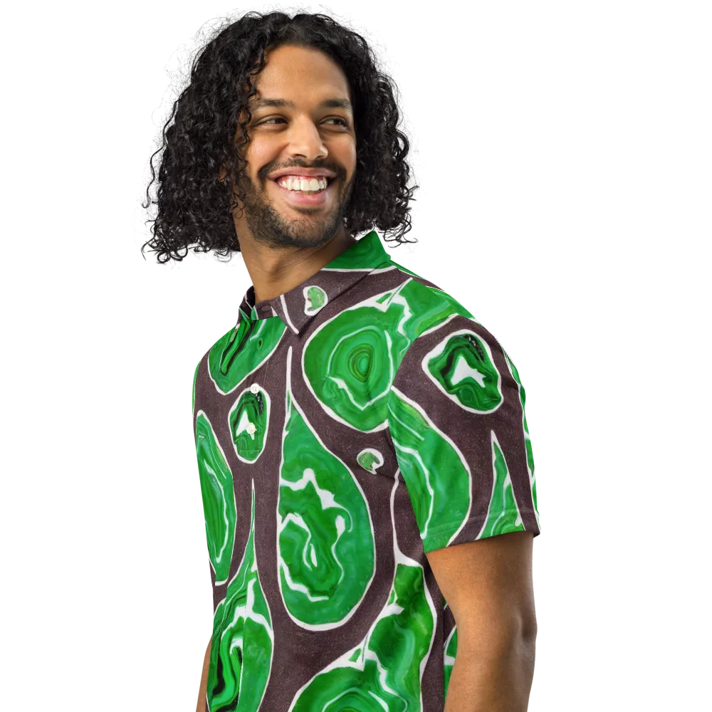 Emerald Marbling on Men's Slim Fit Polo Shirt — Left Front