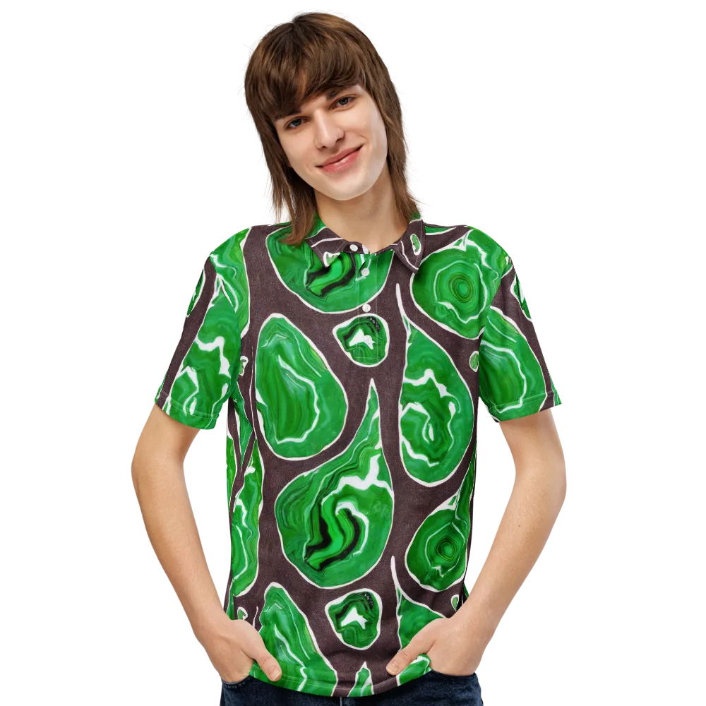 Emerald Marbling on Men's Slim Fit Polo Shirt — Front