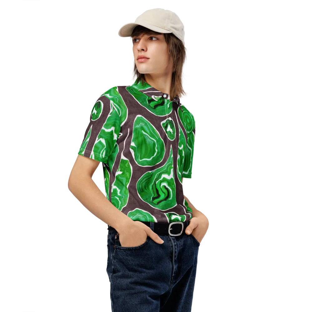 Emerald Marbling on Men's Slim Fit Polo Shirt — Right Front