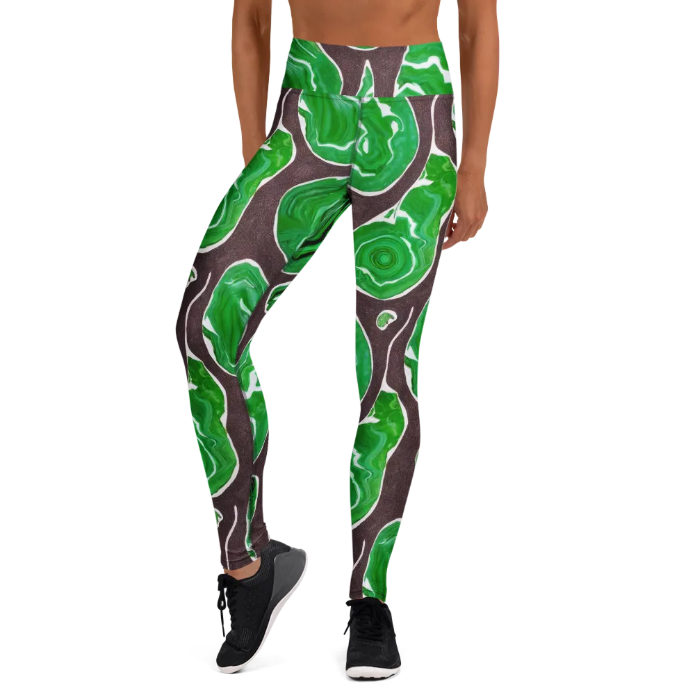 Emerald Marbling on Yoga Leggings — Front