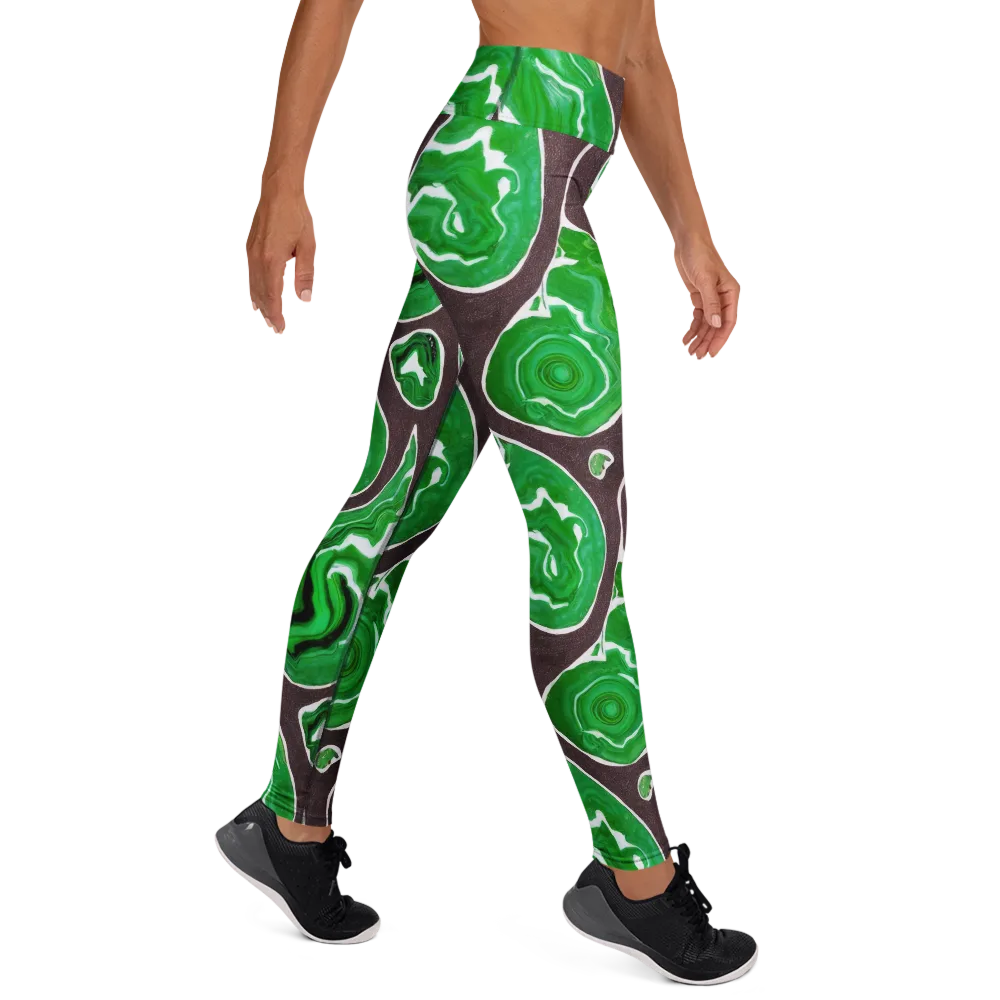 Emerald Marbling on Yoga Leggings — Right