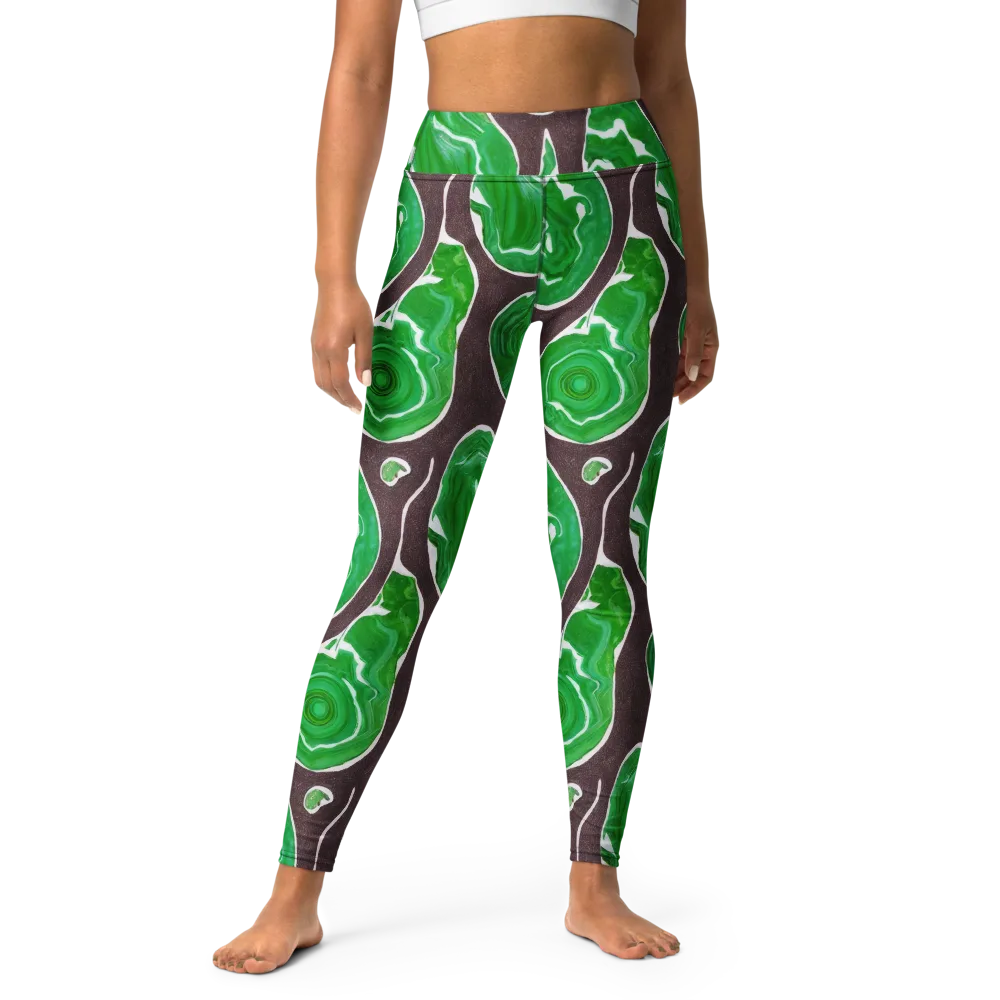 Emerald Marbling on Yoga Leggings — Front
