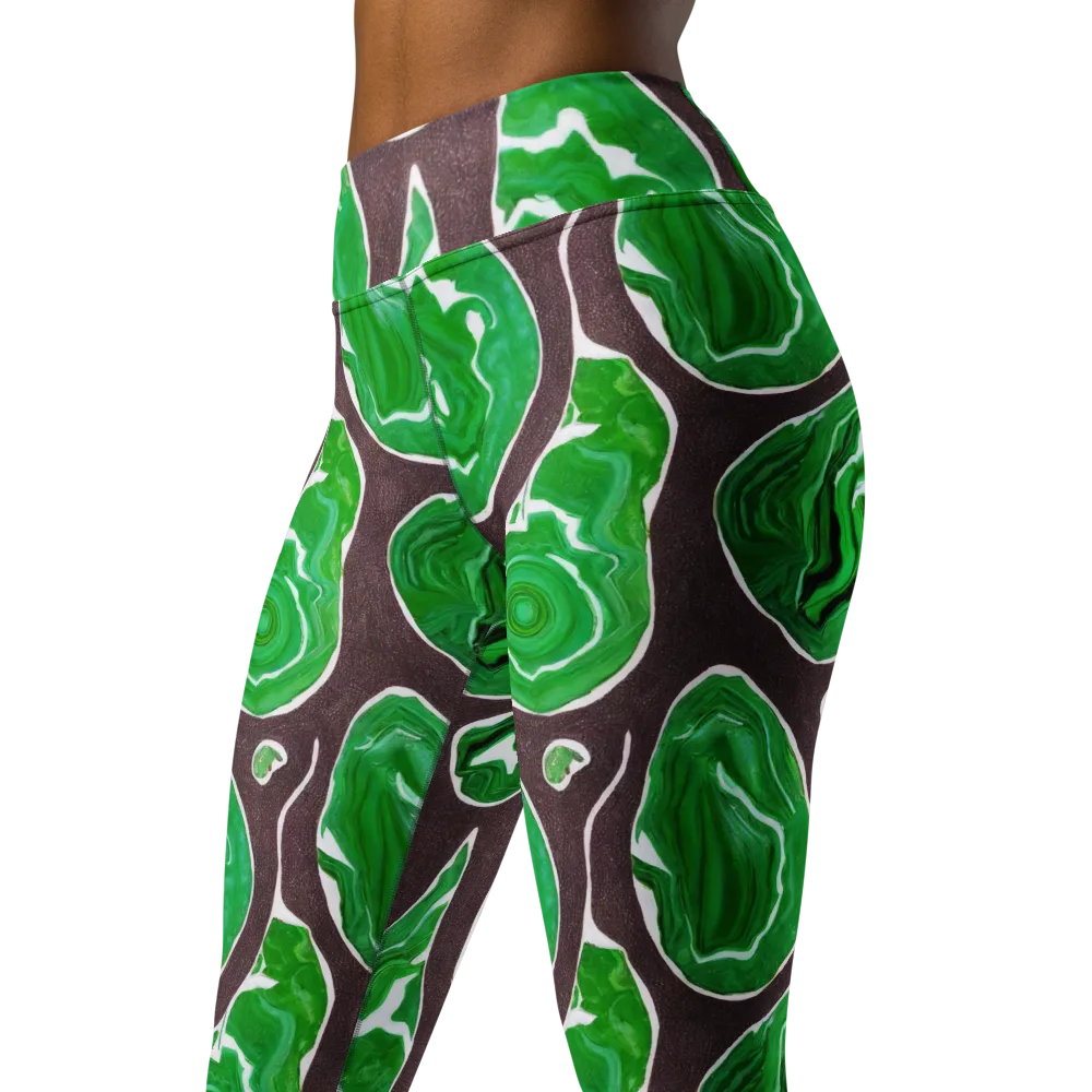 Emerald Marbling on Yoga Leggings — Left Front