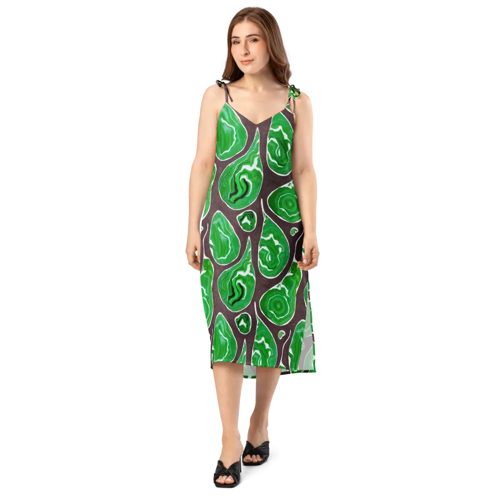 Emerald Marbling on Slip Dress — Front