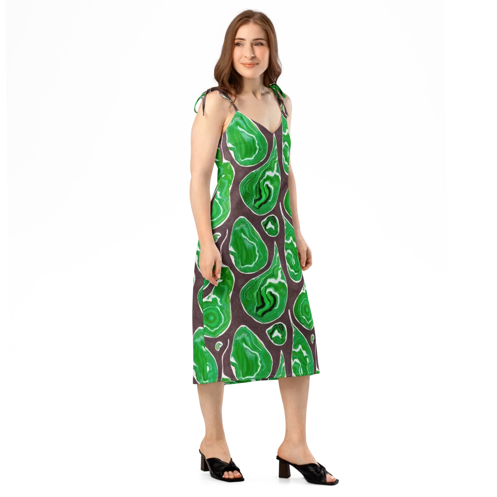 Emerald Marbling on Slip Dress — Right Front