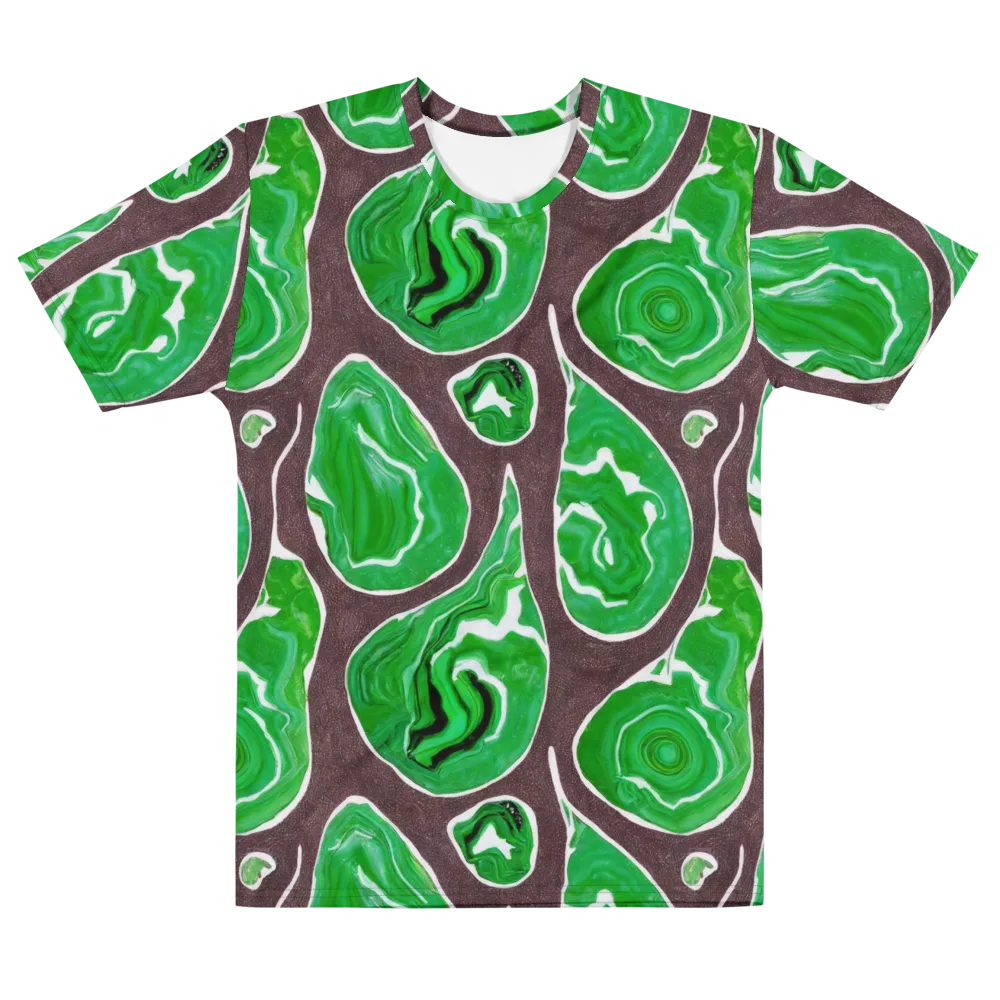 Emerald Marbling on Men's Cotton Crew Neck T-Shirt — Front