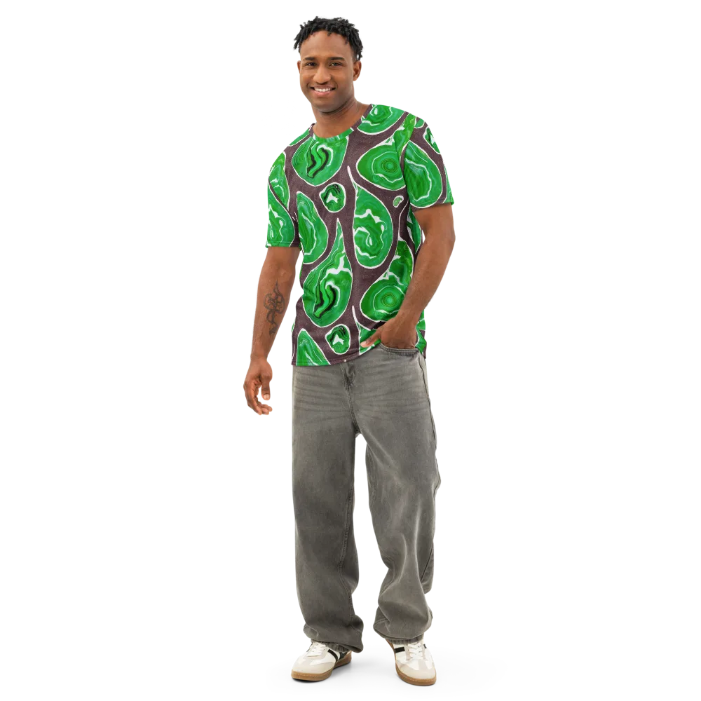 Emerald Marbling on Men's Cotton Crew Neck T-Shirt — Front