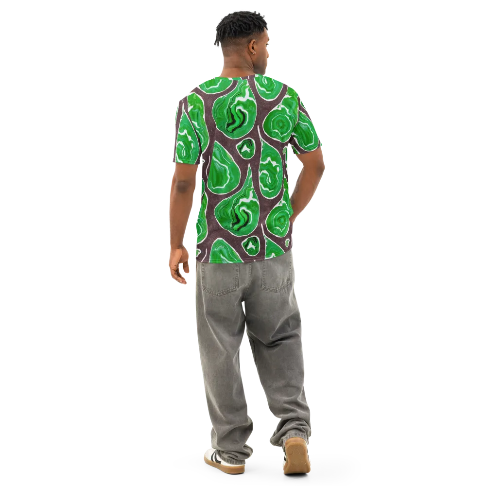Emerald Marbling on Men's Cotton Crew Neck T-Shirt — Back